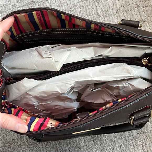 Tignanello Red and Brown Satchel - Picture 3 of 10